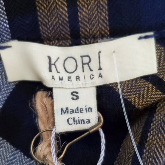 KORI Button Up Plaid Herringbone Casual Western Lightweight Top NEW NWT Size S - Picture 12 of 15